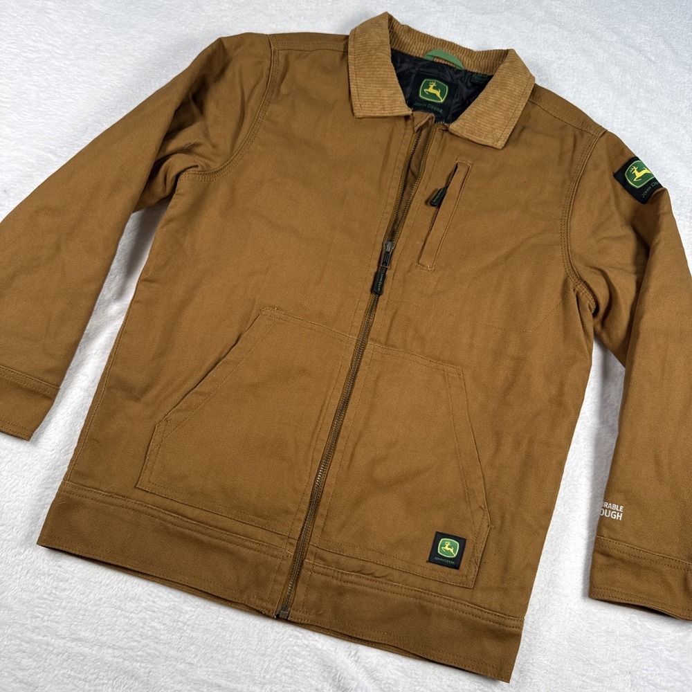 John Deere Canvas Barn Detroit Chore Coat Jacket Quilted Youth Large 10-12